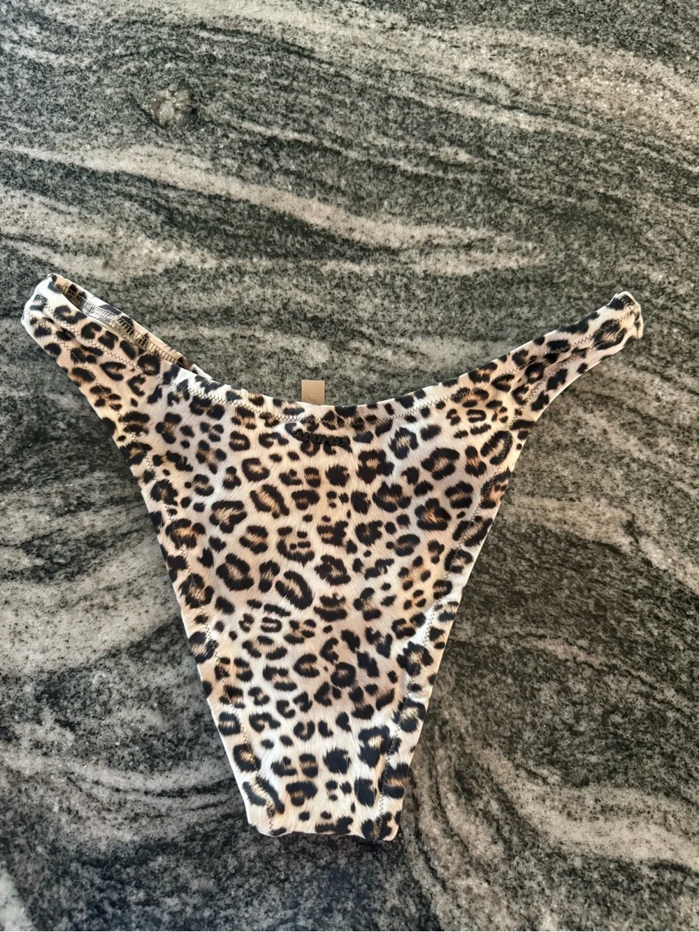SKIMS Swim Cheeky Tanga Bikini Bottoms Champagne Leopard Print XS NWT